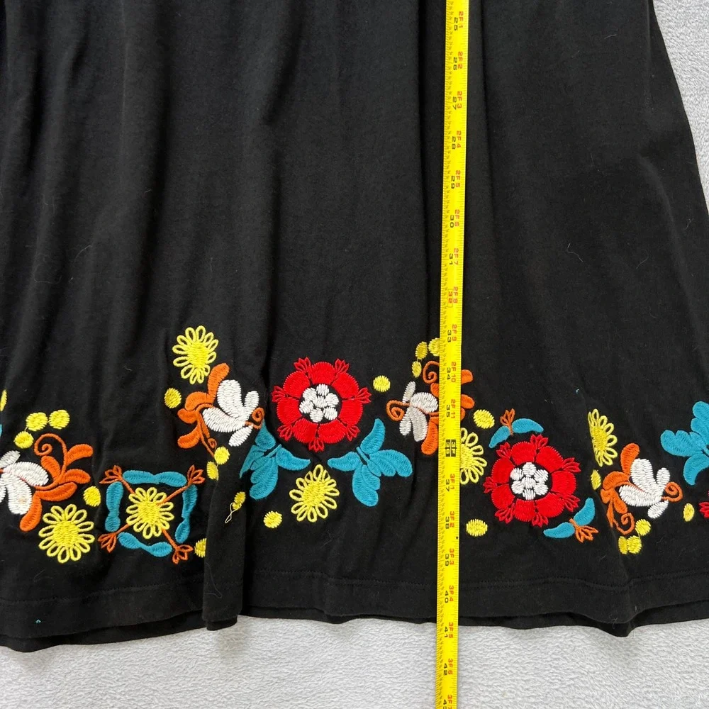 Tommy‎ Hilfiger Black Dress Womens Large Floral Embroidered Sleeveless Casual